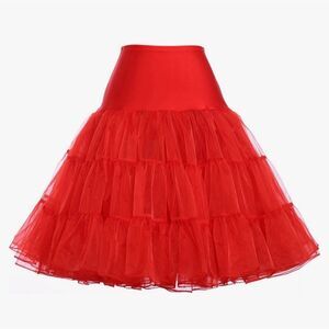 🔸️Red Rockabilly Style Petticoat Underskirt Small
